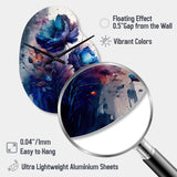 Vibrant Blue Flower Bouquet II - Asymmetric Metal Wall Clock