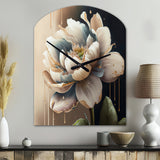 Cream White Flower - Asymmetric Metal Wall Clock