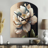 Cream White Flower - Asymmetric Metal Wall Clock