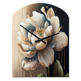 Cream White Flower - Asymmetric Metal Wall Clock