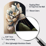 Cream White Flower - Asymmetric Metal Wall Clock