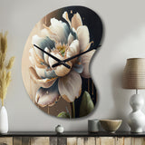 Cream White Flower - Asymmetric Metal Wall Clock