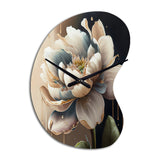 Cream White Flower - Asymmetric Metal Wall Clock