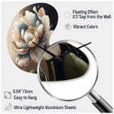Cream White Flower - Asymmetric Metal Wall Clock