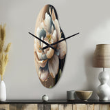 Cream White Flower - Asymmetric Metal Wall Clock