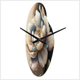 Cream White Flower - Asymmetric Metal Wall Clock