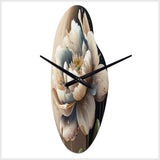 Cream White Flower - Asymmetric Metal Wall Clock