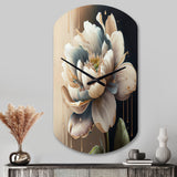 Cream White Flower - Asymmetric Metal Wall Clock