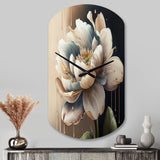 Cream White Flower - Asymmetric Metal Wall Clock