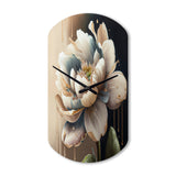 Cream White Flower - Asymmetric Metal Wall Clock