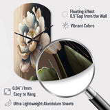 Cream White Flower - Asymmetric Metal Wall Clock