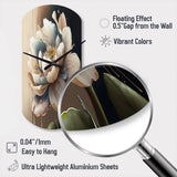 Cream White Flower - Asymmetric Metal Wall Clock