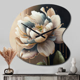 Cream White Flower - Asymmetric Metal Wall Clock