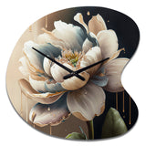 Cream White Flower - Asymmetric Metal Wall Clock