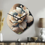 Cream White Flower - Asymmetric Metal Wall Clock
