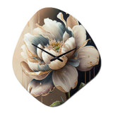 Cream White Flower - Asymmetric Metal Wall Clock