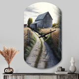 Picturesque Winding Path And Barn IV - Asymmetric Metal Wall Clock