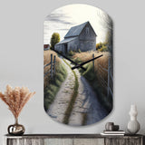 Picturesque Winding Path And Barn IV - Asymmetric Metal Wall Clock