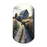 Picturesque Winding Path And Barn IV - Asymmetric Metal Wall Clock