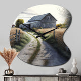 Picturesque Winding Path And Barn IV - Asymmetric Metal Wall Clock