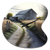 Picturesque Winding Path And Barn IV - Asymmetric Metal Wall Clock