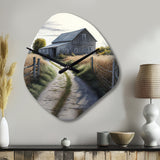 Picturesque Winding Path And Barn IV - Asymmetric Metal Wall Clock