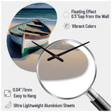Boat On The Seashore II - Asymmetric Metal Wall Clock