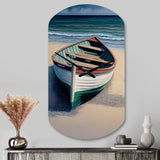 Boat On The Seashore II - Asymmetric Metal Wall Clock
