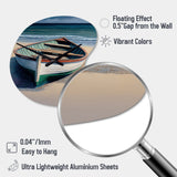 Boat On The Seashore II - Asymmetric Metal Wall Clock