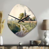 Winding Path To Church IV - Asymmetric Metal Wall Clock