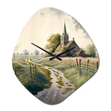 Winding Path To Church IV - Asymmetric Metal Wall Clock