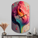 Multicolor Liquid Ink Tulip Flowers I - Asymmetric Metal Wall Clock