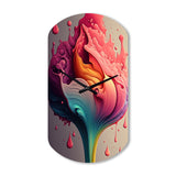 Multicolor Liquid Ink Tulip Flowers I - Asymmetric Metal Wall Clock