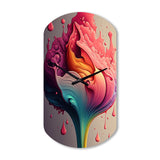 Multicolor Liquid Ink Tulip Flowers I - Asymmetric Metal Wall Clock