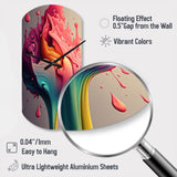 Multicolor Liquid Ink Tulip Flowers I - Asymmetric Metal Wall Clock