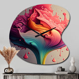 Multicolor Liquid Ink Tulip Flowers I - Asymmetric Metal Wall Clock