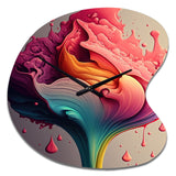 Multicolor Liquid Ink Tulip Flowers I - Asymmetric Metal Wall Clock