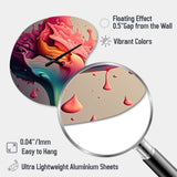 Multicolor Liquid Ink Tulip Flowers I - Asymmetric Metal Wall Clock