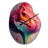 Multicolor Liquid Ink Tulip Flowers I - Asymmetric Metal Wall Clock