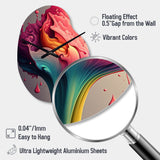 Multicolor Liquid Ink Tulip Flowers I - Asymmetric Metal Wall Clock