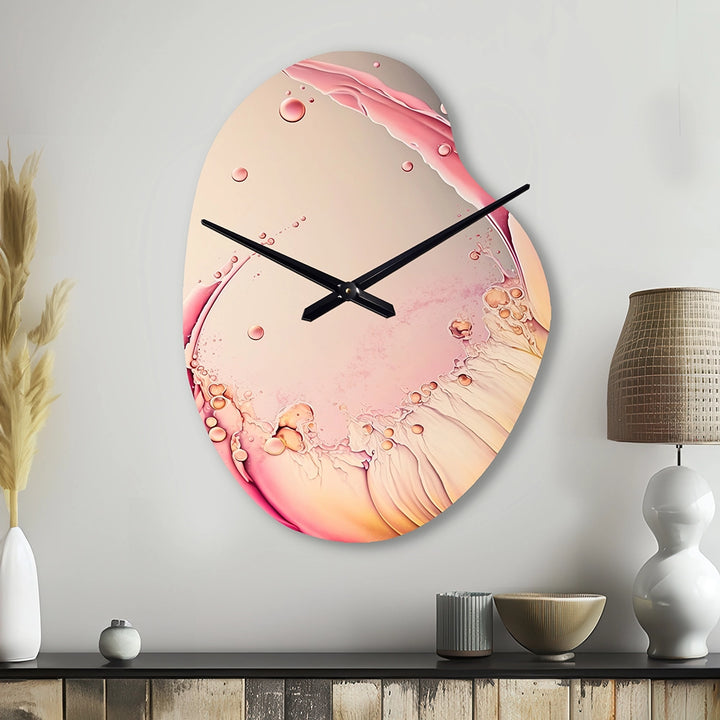 Multicolor Liquid Ink Tulip Flowers IV - Asymmetric Metal Wall Clock
