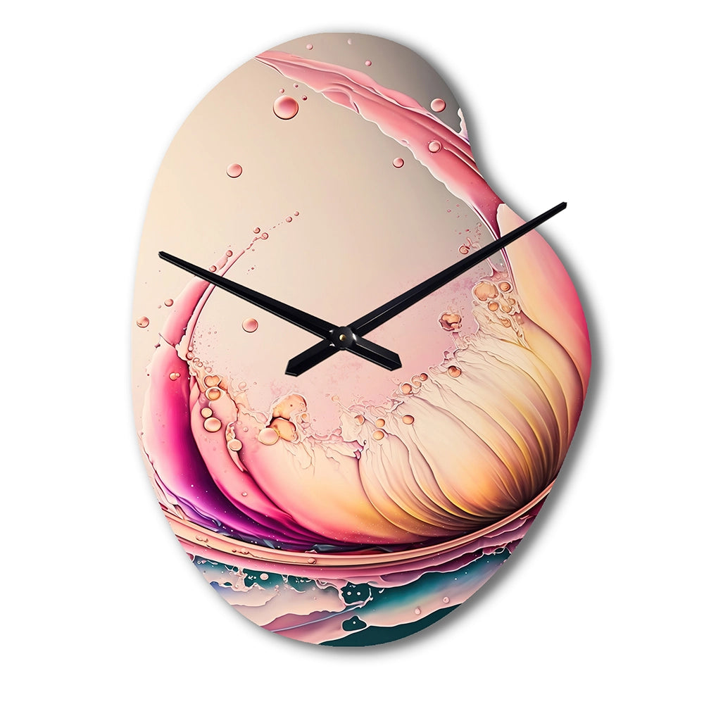 Multicolor Liquid Ink Tulip Flowers IV - Asymmetric Metal Wall Clock
