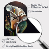 Gren And White Calla Lily Flower II - Asymmetric Metal Wall Clock