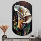 Gren And White Calla Lily Flower II - Asymmetric Metal Wall Clock