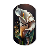 Gren And White Calla Lily Flower II - Asymmetric Metal Wall Clock