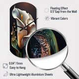 Gren And White Calla Lily Flower II - Asymmetric Metal Wall Clock
