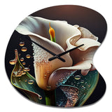 Gren And White Calla Lily Flower II - Asymmetric Metal Wall Clock