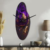 Purple Peony Liquid Gold I - Asymmetric Metal Wall Clock