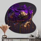 Purple Peony Liquid Gold I - Asymmetric Metal Wall Clock