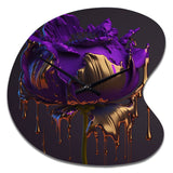 Purple Peony Liquid Gold I - Asymmetric Metal Wall Clock